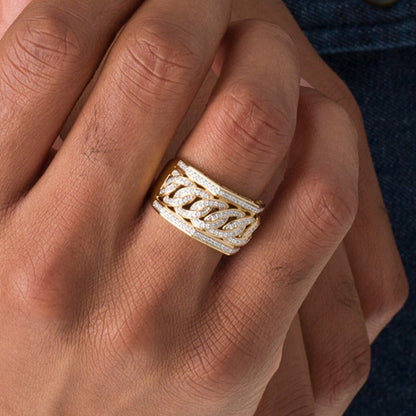 0.5 CT. TW Diamant Panzerkette-Ring in 10K Gelbgold