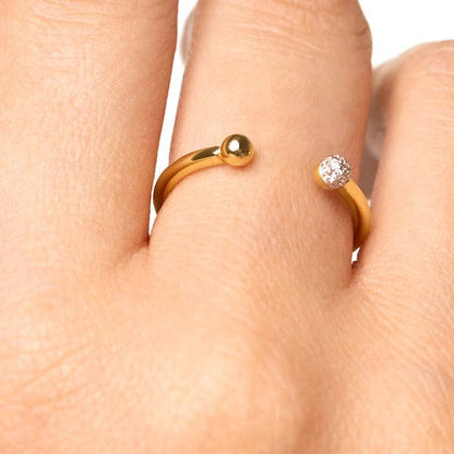 0,05 ct. Gesamtgewicht Labordiamant Ring offen in 18K Gelbgold