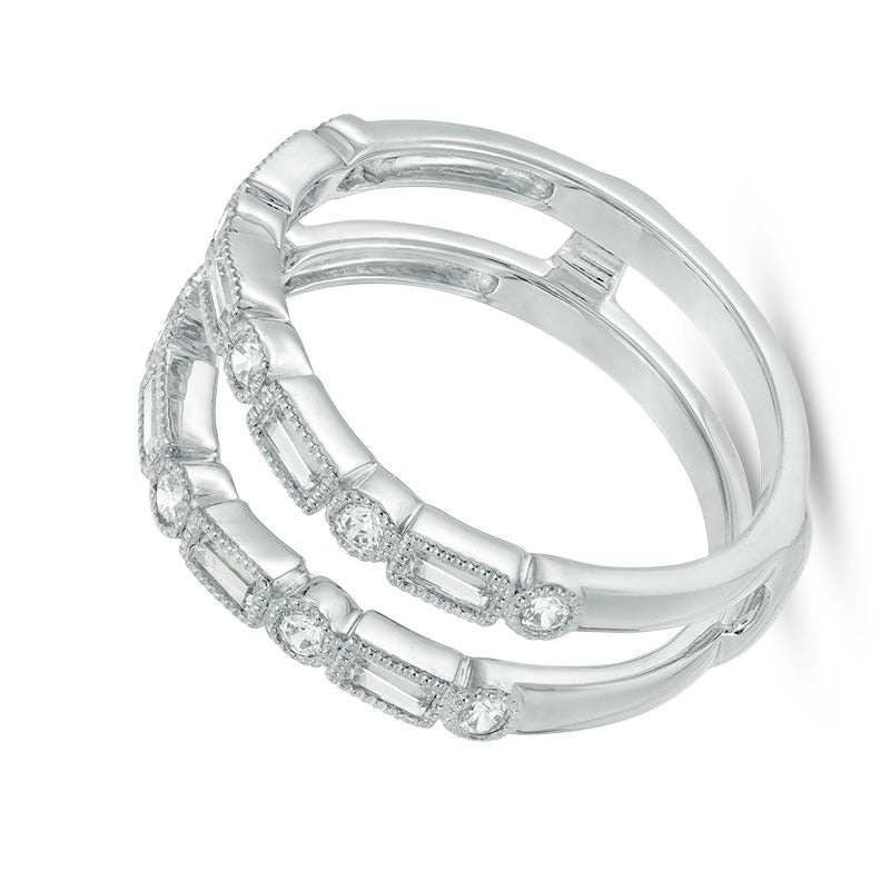 0.5 ct. Gesamtgewicht Ring mit Baguette- und runden Diamanten im Art-Déco-Vintage-Stil in 10K Weißgold