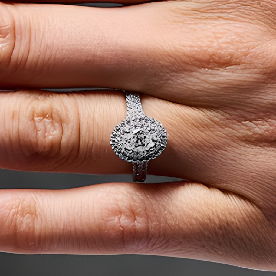1.0 CT. Gesamtgewicht Verlobungsring mit ovalem Labordiamant und Halo aus 14K Weißgold (F/VS2)