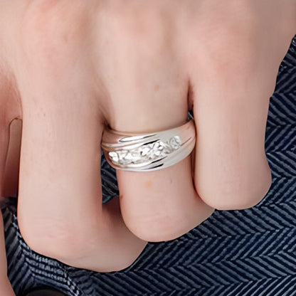 1.0 CT. Gesamtgewicht Diamant Ehering in 10K Weißgold