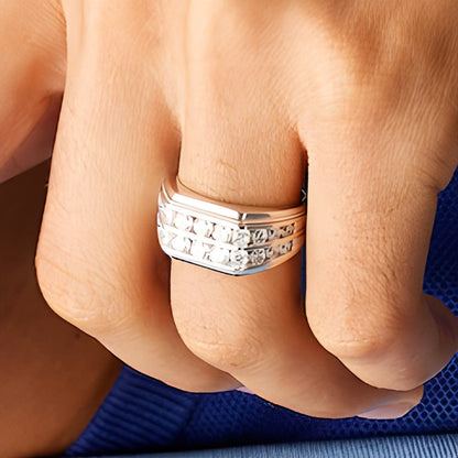 2.0 ct. Gesamtgewicht Labordiamant Ring zweireihig abgewinkelt in 14K Weißgold (F/SI2)