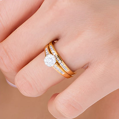 Brautset mit Diamanten 0.5 ct. Gesamtgewicht in 10K Gelbgold