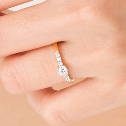 0.33 ct. Gesamtgewicht Diamant-Verlobungsring in 10K Gelbgold