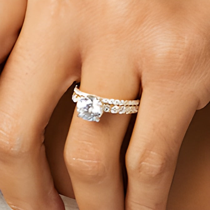 3.0 ct. Gesamtgewicht Labordiamant Braut-Set in 14K Gelbgold (I/SI2)