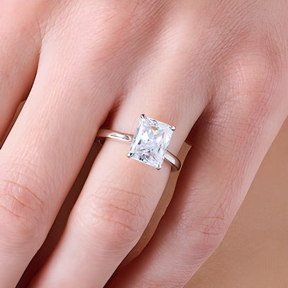 3.0 CT. Solitär-Verlobungsring mit Labordiamant im Radiant-Schliff in 14K Weißgold (F/VS2)