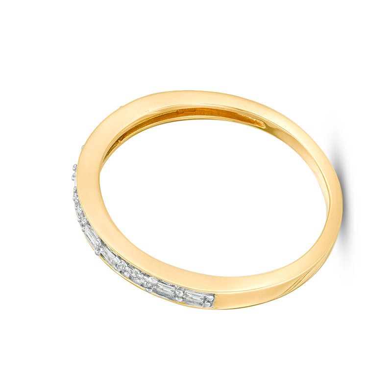 Ring mit Baguette- und rundem Diamant 0.13 ct. Gesamtgewicht in 10K Gelbgold für Damen