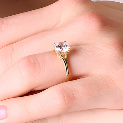 2.0 ct. Gesamtgewicht Labordiamant Solitär Verlobungsring mit geteilter Schiene in 14K Gelbgold (F/VS2)