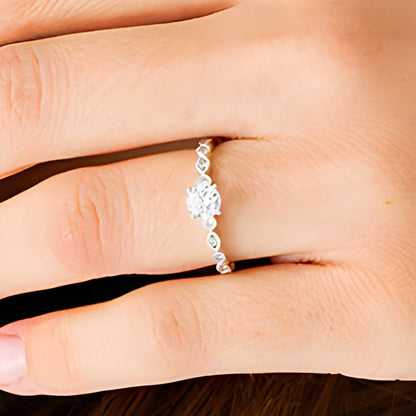 0,63 ct. Gesamtgewicht Diamant Verlobungsring mit alternierenden Marquise und Kreisen im Vintage-Stil in 14K Weißgold