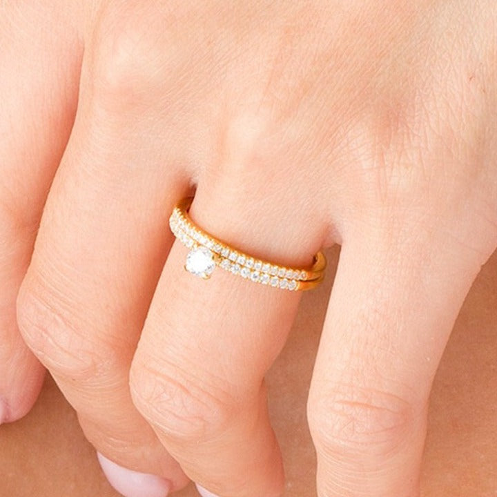 0.5 CT. Gesamtgewicht Diamant-Brautset in 10K Gelbgold