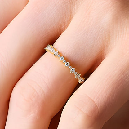 0,2 ct. Gesamtgewicht Diamant Memoire-Ring stapelbar mit alternierendem Muster in 14K Gelbgold