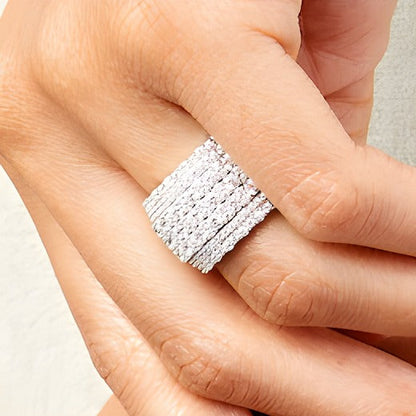 2.5 CT. Gesamtgewicht mehrreihiger Diamant-Ring in 14K Weißgold