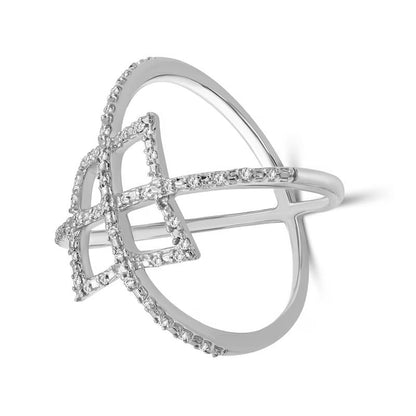 0.13 ct. Gesamtgewicht Diamant Art-Déco Orbit-Ring aus rhodiniertem Sterlingsilber