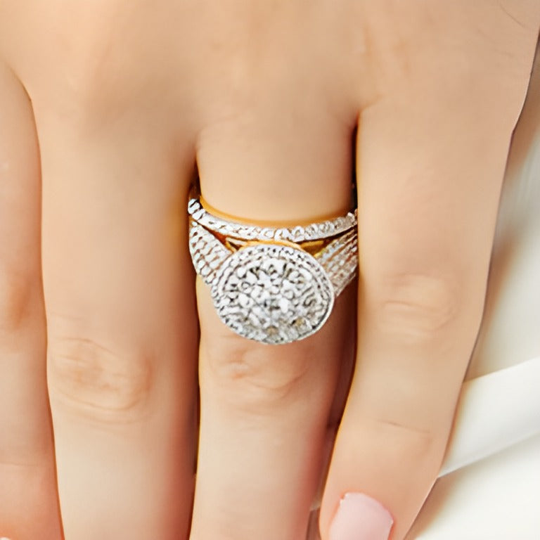 Brautset mit Diamanten in Tropfen-Fassung 2.0 ct. Gesamtgewicht in 10K Weißgold