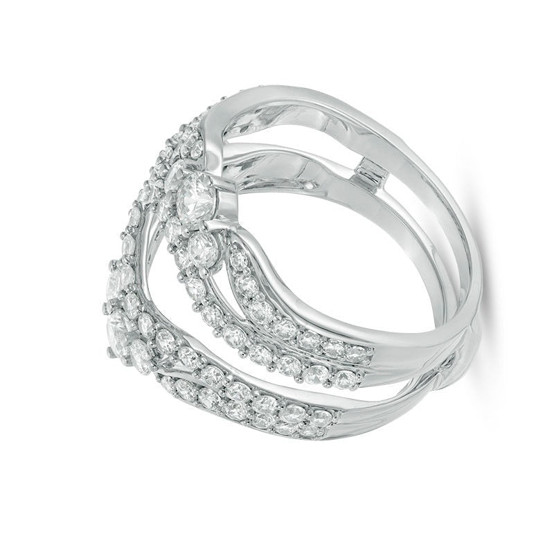 1,5 ct. Gesamtgewicht Diamant-Ring mehrreihig im Tiara-Stil Solitär-Enhancer in 14K Weißgold