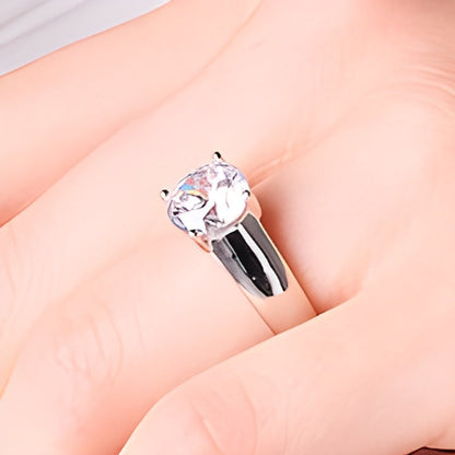 3.0 CT. Solitär-Verlobungsring mit Labordiamant und Cigar Band in 14K Weißgold (F/VS2)