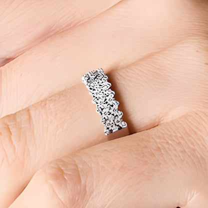 0.25 ct. Gesamtgewicht Diamant-Memoire-Ring mehrreihig in 10K Weißgold