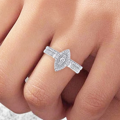 0.5 ct. Gesamtgewicht Komposit Braut-Set mit Diamanten im Marquise- und Rundschliff in 10K Weißgold