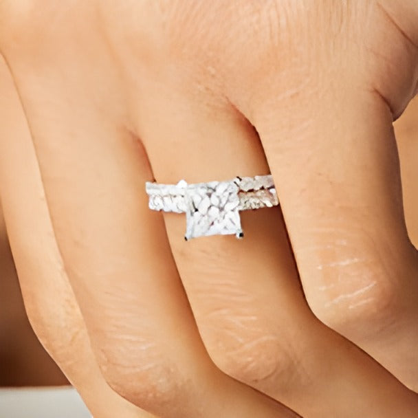 2.88 CT. Gesamtgewicht Braut-Set mit Labordiamanten im Princess-Schliff in 14K Weißgold (I/SI2)