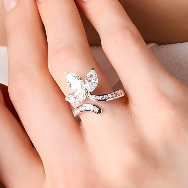 2,75 ct. Gesamtgewicht Labordiamant-Fashion-Ring im Marquise- und Rundschliff in 14K Weißgold (F/VS2)