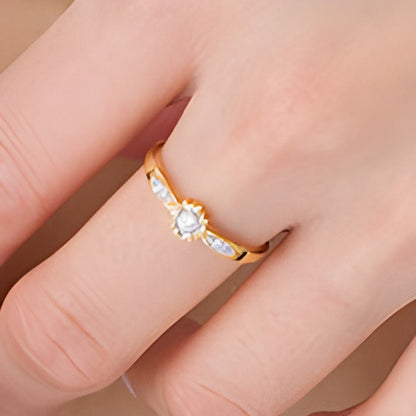 0,07 ct. Gesamtgewicht Diamant Sunburst Freundschaftsring in 10K Gelbgold