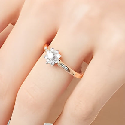 0.5 CT. Gesamtgewicht Diamant Sunburst Verlobungsring mit kanalgefasster Schiene in 10K Roségold (J/I3)