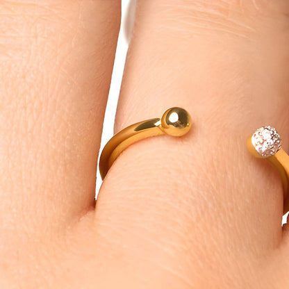 0,05 ct. Gesamtgewicht Labordiamant Ring offen in 18K Gelbgold