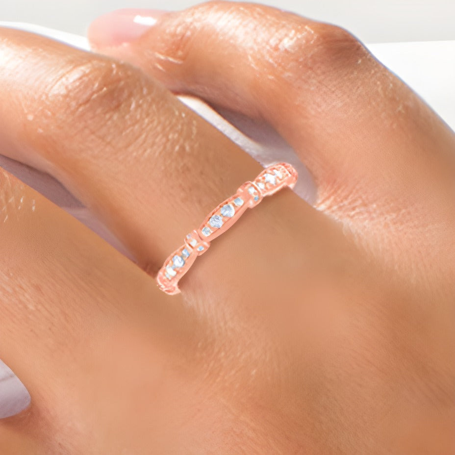 0.2 ct. Gesamtgewicht Diamant Stackable Ring im Vintage-Stil mit alternierendem Besatz in 14K Roségold
