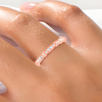 0.2 ct. Gesamtgewicht Diamant Stackable Ring im Vintage-Stil mit alternierendem Besatz in 14K Roségold