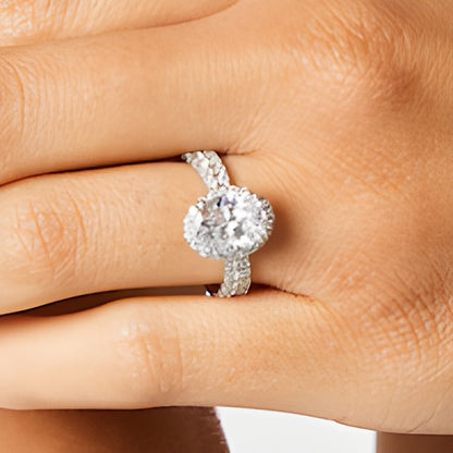2.88 CT. Gesamtgewicht Braut-Set mit ovalen Labordiamanten in 14K Weißgold (I/SI2)