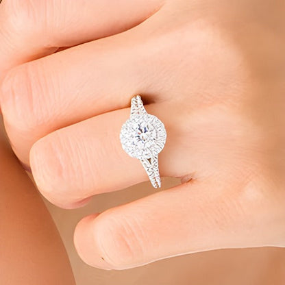 2.0 ct. Gesamtgewicht Diamant Halo-Verlobungsring in 14K Two-Tone Gold (F/I1)