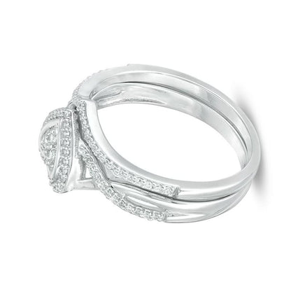 Braut-Set mit Diamanten im Herz-Rahmen 0.2 ct. Gesamtgewicht in 10K Weißgold