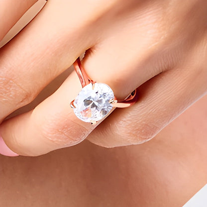 4.0 CT. Ovaler Labordiamant Solitär Verlobungsring in 14K Roségold (F/VS2)