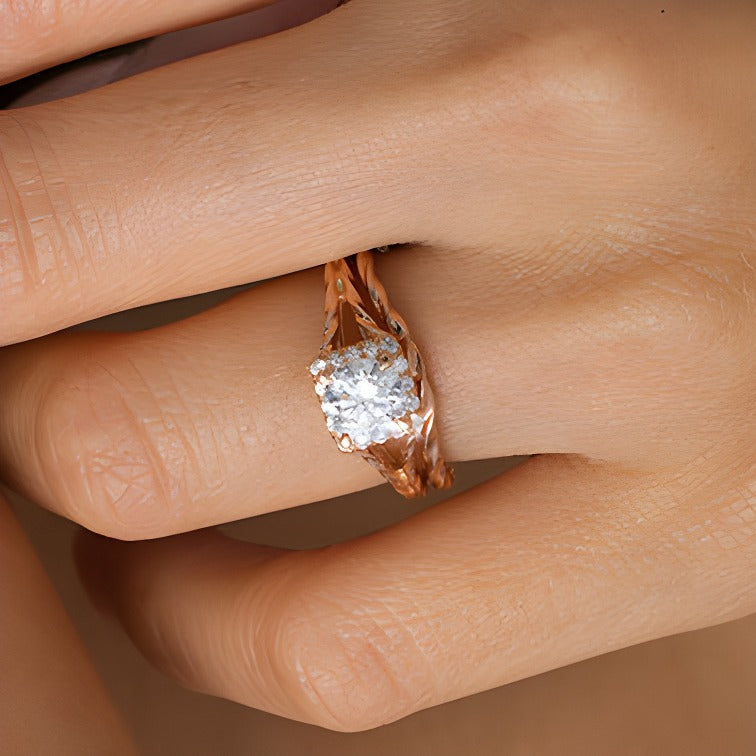 1,17 ct. Gesamtgewicht Diamant Brautset mit quadratischem Rahmen und Twist-Rope-Design in 14K Roségold