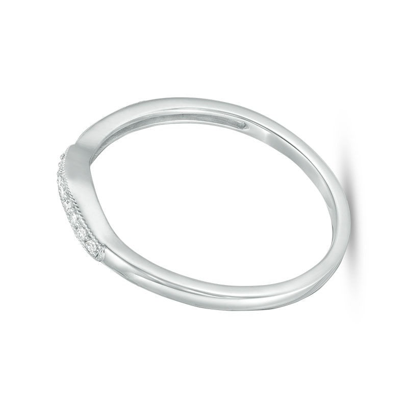 Memoire-Ring im Vintage-Stil mit Diamantbesatz und Konturform in 10K Weißgold
