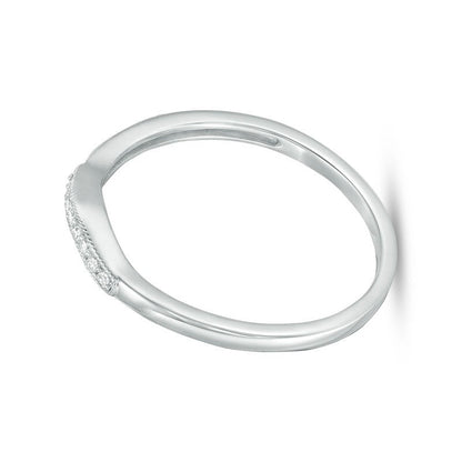 Memoire-Ring im Vintage-Stil mit Diamantbesatz und Konturform in 10K Weißgold