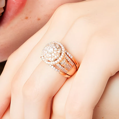 Brautset mit Diamanten im Blumen-Design im keltischen Stil, 1.5 ct. Gesamtgewicht, in 10K Roségold