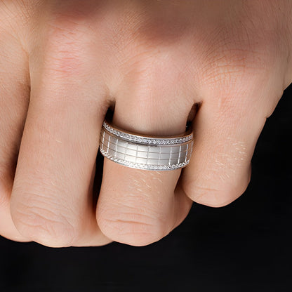0.25 ct. Gesamtgewicht Diamant Ehering mit Gittermuster in 10K Weißgold