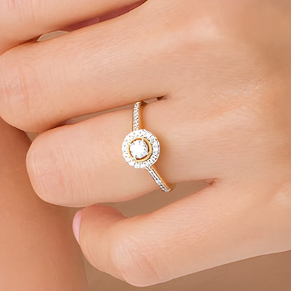 0.33 ct. Gesamtgewicht Diamant Halo Verlobungsring im Vintage-Stil in 10K Gelbgold