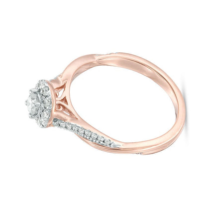 0.38 ct. Gesamtgewicht Verlobungsring Halo mit Diamanten in 10K Roségold