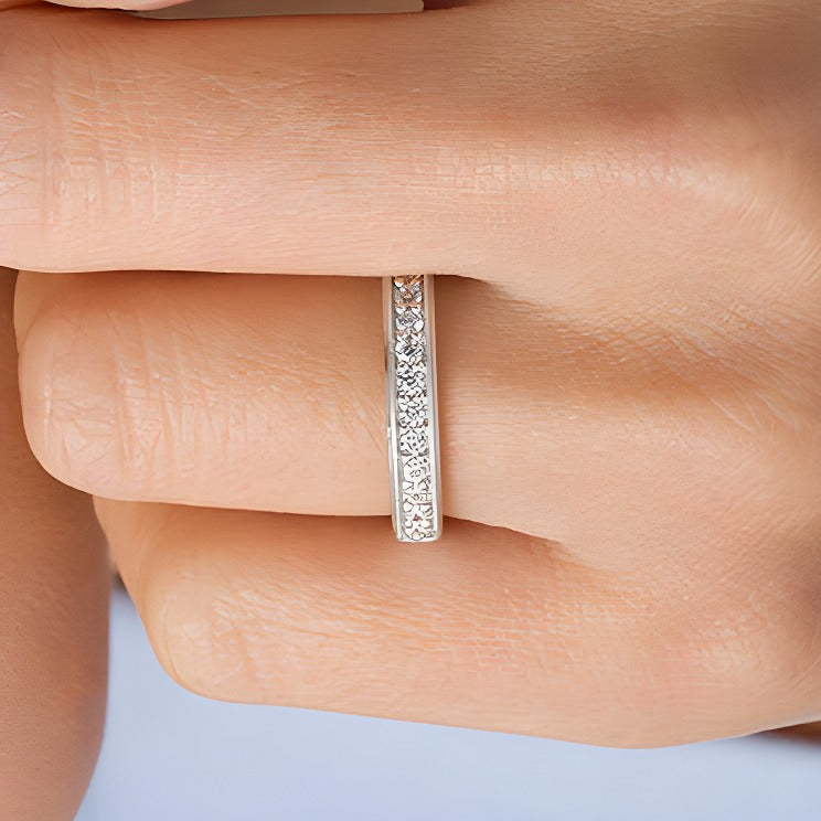 0.38 ct. Gesamtgewicht Diamant Ehering im Vintage-Stil in 10K Weißgold
