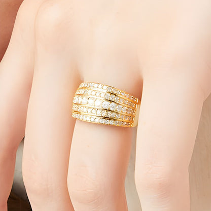 Mehrreihiger Stack-Ring mit Diamanten 1.0 ct. Gesamtgewicht in 10K Gelbgold