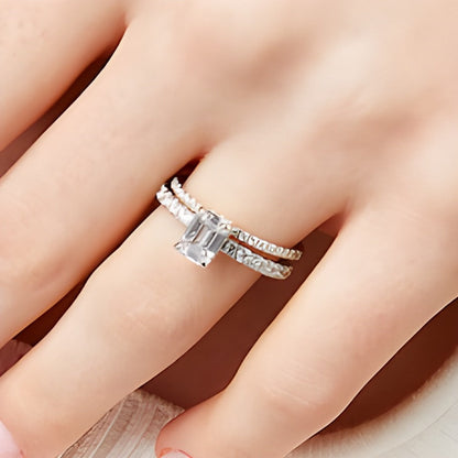Braut-Set 1.75 CT. TW Labordiamant im Smaragdschliff in 14K Weißgold (F/SI2)