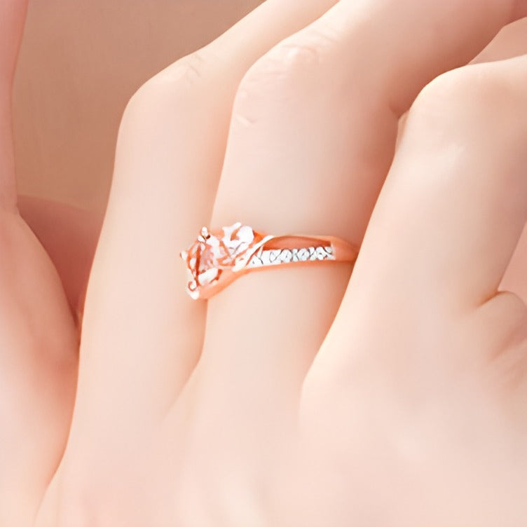6.0mm Morganit, Labor-Saphir in Weiß und Diamant Dreistein Bypass Ring in 10K Roségold