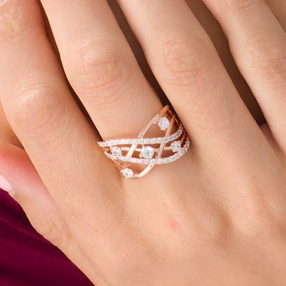 1.0 ct. Gesamtgewicht Diamant Orbit Crossover Ring in 10K Roségold