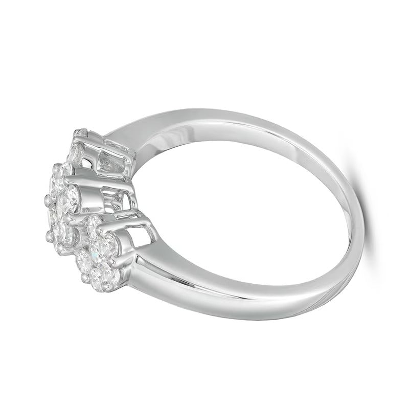 1.0 ct. Gesamtgewicht Komposit-Diamant Blumen-Ring in 10K Weißgold