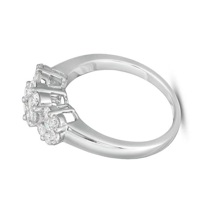 1.0 ct. Gesamtgewicht Komposit-Diamant Blumen-Ring in 10K Weißgold