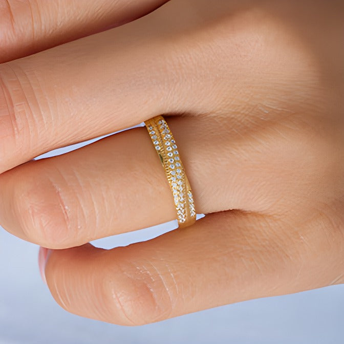 0.17 ct. Gesamtgewicht Diamant Memoire-Ring im Crossover-Vintage-Stil in 10K Gelbgold