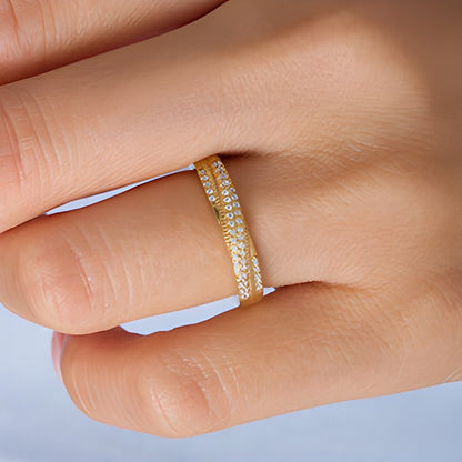 0.17 ct. Gesamtgewicht Diamant Memoire-Ring im Crossover-Vintage-Stil in 10K Gelbgold