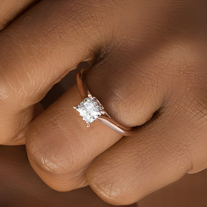 0.38 CT. Diamant-Solitär Verlobungsring im Princess-Schliff in 10K Roségold